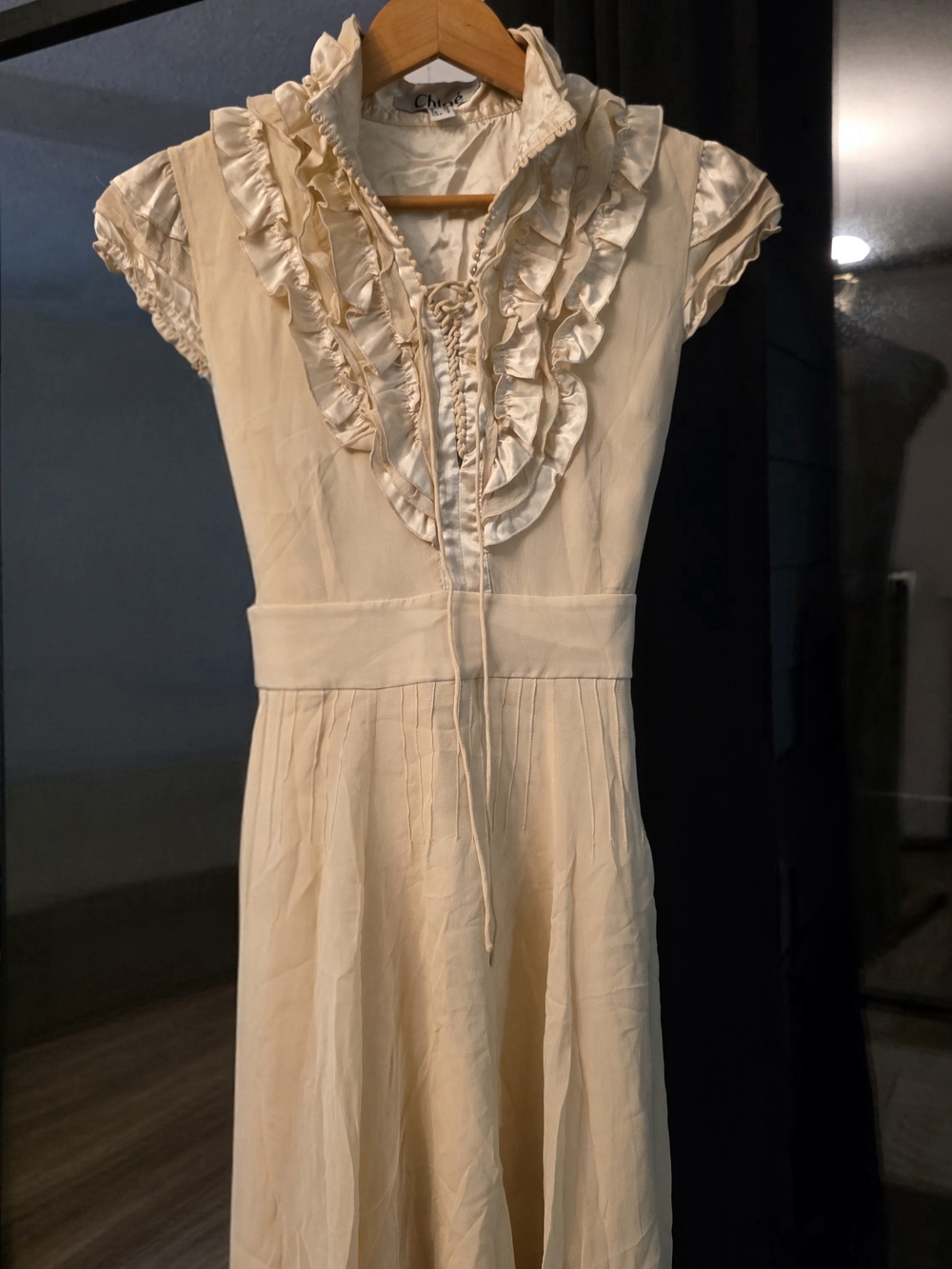 Chloe Cream Ruffle-Front Midi Dress - Picture 1 of 3